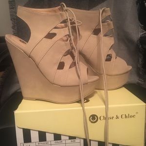 Fun and flirty cream colored wedges